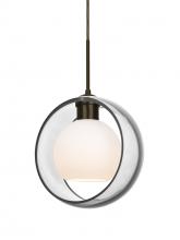  1JT-MANACL-LED-BR - Besa Mana Pendant, Clear/Opal, Bronze Finish, 1x9W LED