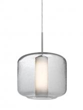  1JT-NILES10CO-SN - Besa Niles 10 Pendant, Clear Bubble/Opal, Satin Nickel Finish, 1x60W Medium Base T10