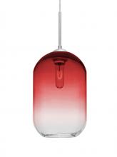  1JT-OMEGA12RD-SN - Besa, Omega 12 Cord Pendant,Red/Clear, Satin Nickel Finish, 1x60W Medium Base