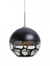  1JT-ROCKYBK-LED-SN - Besa, Rocky Cord Pendant, Black, Satin Nickel Finish, 1x9W LED