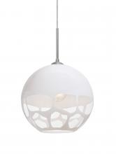  1JT-ROCKYWH-LED-SN - Besa, Rocky Cord Pendant, White, Satin Nickel Finish, 1x9W LED