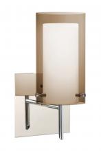  1SW-S44007-LED-CR-SQ - Besa Pahu 4 Wall With SQ Canopy 1SW Transparent Smoke/Opal Chrome 1x5W LED