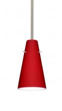  1TT-4124RM-LED-SN - Besa Cierro LED Pendant Ruby Matte Satin Nickel 1x9W LED