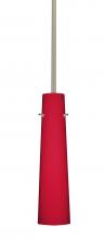  1TT-5674RM-HAL-SN - Besa Camino Stem Pendant Satin Nickel Ruby Matte 1x40W Halogen