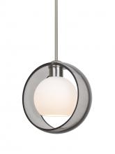  1TT-MANASM-LED-SN - Besa Mana Pendant, Smoke/Opal, Satin Nickel Finish, 1x9W LED