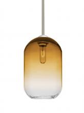  1TT-OMEGA12AM-SN - Besa, Omega 12 Stem Pendant,Amber/Clear, Satin Nickel Finish, 1x60W Medium Base