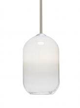  1TT-OMEGA12WH-SN - Besa, Omega 12 Stem Pendant,White/Clear, Satin Nickel Finish, 1x60W Medium Base