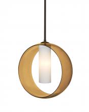  1TT-PLATOAM-LED-BR - Besa, Plato Stem Pendant, Amber/Opal, Bronze Finish, 1x5W LED