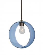  1TT-PLATOBL-BR-NI - Besa, Plato Stem Pendant, Blue, Bronze Finish, 1x60W Medium Base