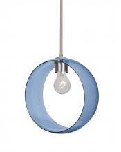  1TT-PLATOBL-SN-NI - Besa, Plato Stem Pendant, Blue, Satin Nickel Finish, 1x60W Medium Base