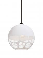  1TT-ROCKYWH-BR - Besa, Rocky Stem Pendant, White, Bronze Finish, 1x60W Medium Base