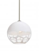  1TT-ROCKYWH-SN - Besa, Rocky Stem Pendant, White, Satin Nickel Finish, 1x60W Medium Base