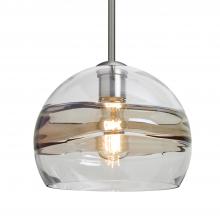  1TT-SPIR10SC-EDIL-SN - Besa Spirit 10 Pendant, Smoke/Clear, Satin Nickel Finish, 1x8W LED Filament