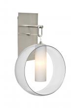  1WP-PLATOCL-LED-SN - Besa, Plato Wall Pendant, Clear/Opal, Satin Nickel Finish, 1x5W LED