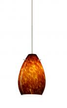  1XC-171318-SN - Besa Pendant Pera 6 Satin Nickel Amber Cloud 1x50W Halogen