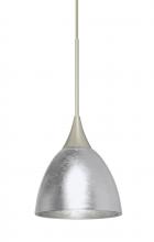  1XC-1758SF-SN - Besa Divi Pendant, Silver Foil, Satin Nickel, 1x50W Halogen