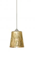  1XC-5125GF-LED-SN - Besa Pendant Nico 4 Satin Nickel Stone Gold Foil 1x5W LED