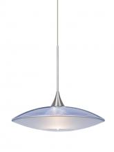  1XC-6294BL-SN - Besa Pendant Spazio Satin Nickel Blue/Frost 1x50W Halogen