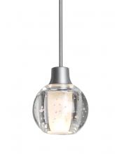  1XC-BOCA3BB-SN - Besa, Boca 3 Cord Pendant, Clear Bubble, Satin Nickel Finish, 1x35W Halogen