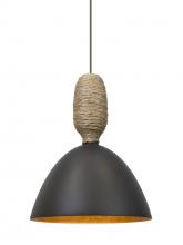  1XC-CREED-LED-BR - Besa Creed Cord Pendant, Dark Bronze With Gold Reflector, Bronze Finish, 1x9W LED