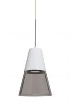  1XC-TIMO6WS-LED-SN - Besa, Timo 6 Cord Pendant,Smoke/White, Satin Nickel Finish, 1x9W LED