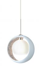  1XT-4293SF-SN - Besa Pendant Pogo Satin Nickel White/Inner Silver 1x35W Halogen