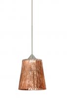  1XT-5125CF-SN - Besa Pendant Nico 4 Satin Nickel Stone Copper Foil 1x35W Halogen