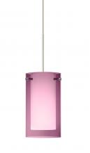  1XT-A44007-SN - Besa Pendant Pahu 4 Satin Nickel Transparent Amethyst/Opal 1x35W Halogen