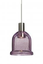  1XT-KIBAPL-LED-SN - Besa, Kiba Cord Pendant, Plum Bubble, Satin Nickel Finish, 1x3W LED