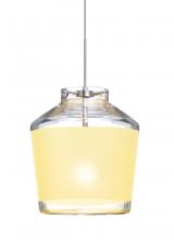  1XT-PIC6CR-LED-SN - Besa Pendant Pica 6 Satin Nickel Creme Sand 1x5W LED