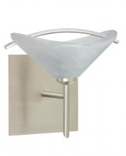  1SW-181304-LED-SN-SQ - Besa Wall With SQ Canopy Hoppi Satin Nickel Marble/Clear 1x3W LED