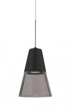  1XP-TIMO6BS-LED-SN - Besa, Timo 6 Cord Pendant,Smoke/Black, Satin Nickel Finish, 1x9W LED