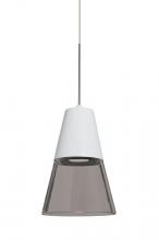  1XP-TIMO6WS-LED-SN - Besa, Timo 6 Cord Pendant,Smoke/White, Satin Nickel Finish, 1x9W LED