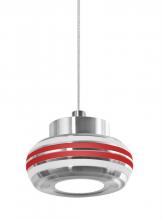  1XT-FLOW00-FRRD-LED-SN - Besa, Flower Cord Pendant, Frost/Red, Satin Nickel Finish, 1x6W LED