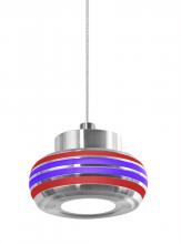  1XT-FLOW00-RDPL-LED-SN - Besa, Flower Cord Pendant, Red/Purple, Satin Nickel Finish, 1x6W LED