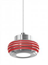  1XT-FLOW00-RDRD-LED-SN - Besa, Flower Cord Pendant, Red/Red, Satin Nickel Finish, 1x6W LED
