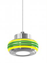  1XT-FLOW00-YLGR-LED-SN - Besa, Flower Cord Pendant, Yellow/Green, Satin Nickel Finish, 1x6W LED