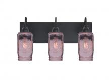  3WG-MILO4PL-BK - Besa Milo 4 Vanity, Purple, Black Finish, 3x60W Medium Base