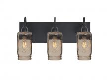  3WG-MILO4SM-BK - Besa Milo 4 Vanity, Smoke, Black Finish, 3x60W Medium Base