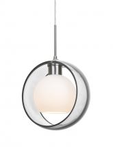  J-MANACL-LED-SN - Besa Mana Pendant For Multiport Canopy, Clear/Opal, Satin Nickel Finish, 1x9W LED