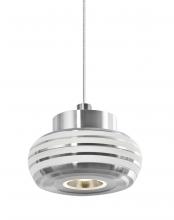  X-FLOW00-FRCL-LED-SN - Besa, Flower Cord Pendant For Multiport Canopy, Frost/Clear, Satin Nickel Finish, 1x3