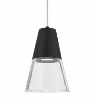 Besa Lighting X-TIMO6BC-LED-SN-L - Besa, Timo 6 Cord Pendant For Multiport Canopies,Clear/Black, Satin Nickel Finish, 1x