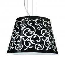  1KV-4394BD-SN - Besa Pendant Amelia 18 Satin Nickel Black Damask 3x100W A19