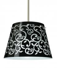  1KT-4340BD-LED-SN - Besa Amelia 15 LED Pendant 1KT Black Damask Satin Nickel 3x11W LED