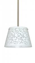  1TT-4393WD-LED-SN - Besa Amelia 12 LED Pendant 1TT White Damask Satin Nickel 1x11W LED