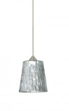  1XP-5125SF-SN - Besa Pendant Nico 4 Satin Nickel Stone Silver Foil 1x35W Halogen