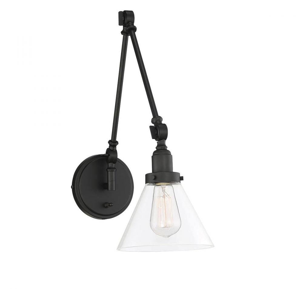 Drake 1-Light Adjustable Wall Sconce in Matte Black