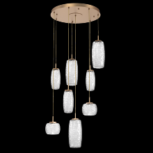  CHB0091-08-NB-C-C01-L1 - Vessel 8pc Round Multi-Pendant-Novel Brass-Clear Blown Glass-Cloth Braided Cord-LED 2700K