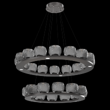  CHB0091-2B-GP-S-CA1-L3 - Vessel Two-Tier Platform Ring-Graphite-Smoke Blown Glass-Stainless Cable-LED 3000K