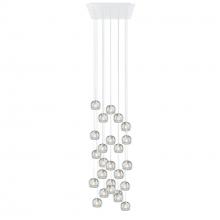  CH09325FRWHL2 - Chandelier Gracie Frosted Glass 25 Light 24"X24" White Canopy White Coax LED G4 JC 2W